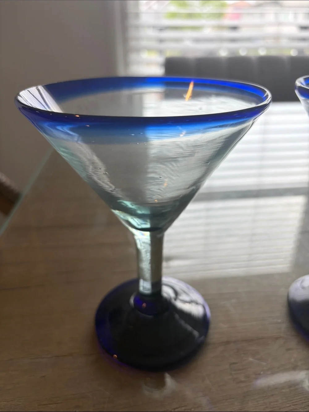 Pier 1 Blue-Rimmed Martini Glasses (Pair)